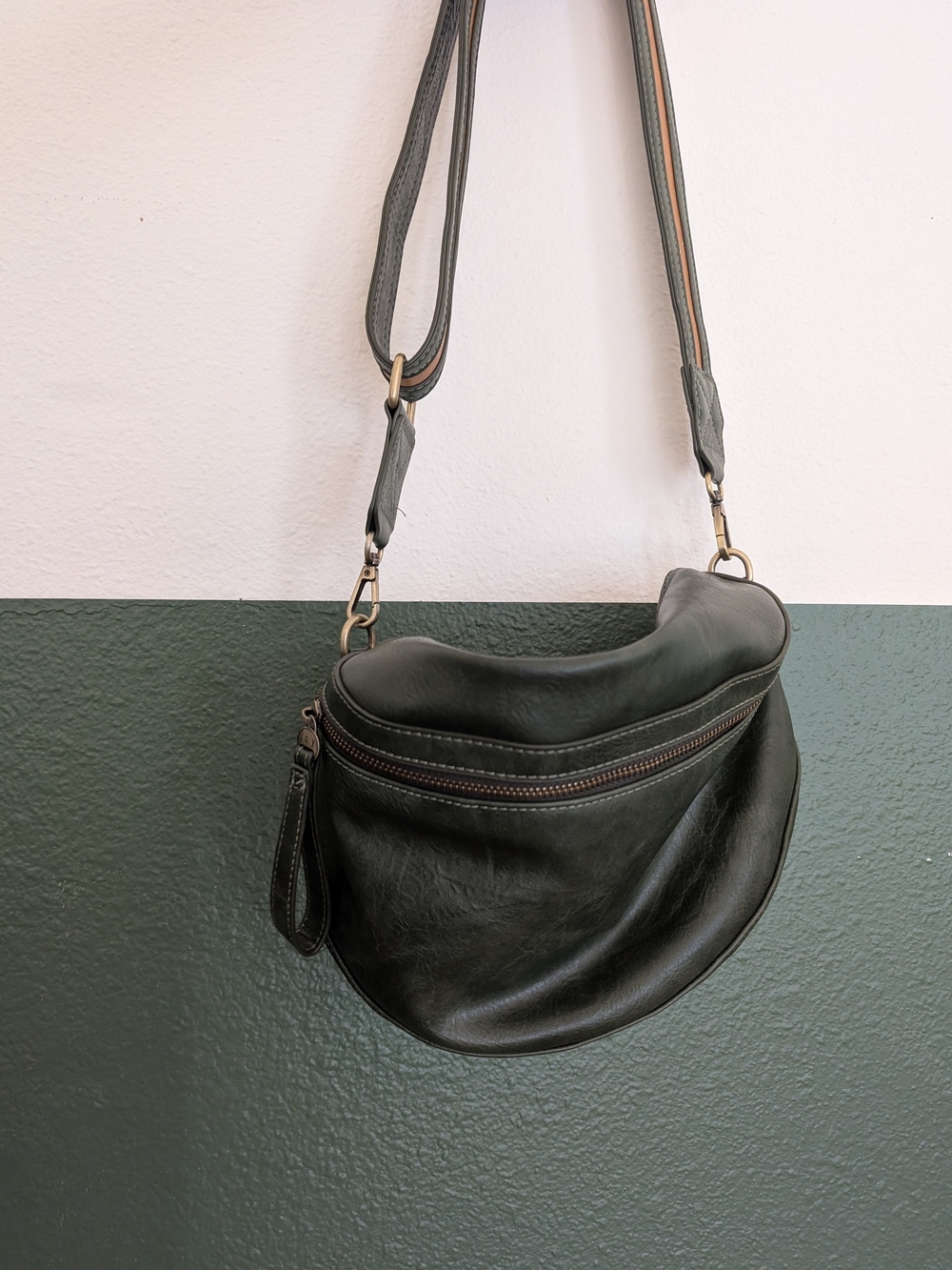Joy Susan Vegan Leather Crescent Crossbody Satchel Bag - Green